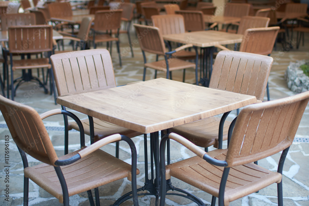 tables at an outdoor cafe