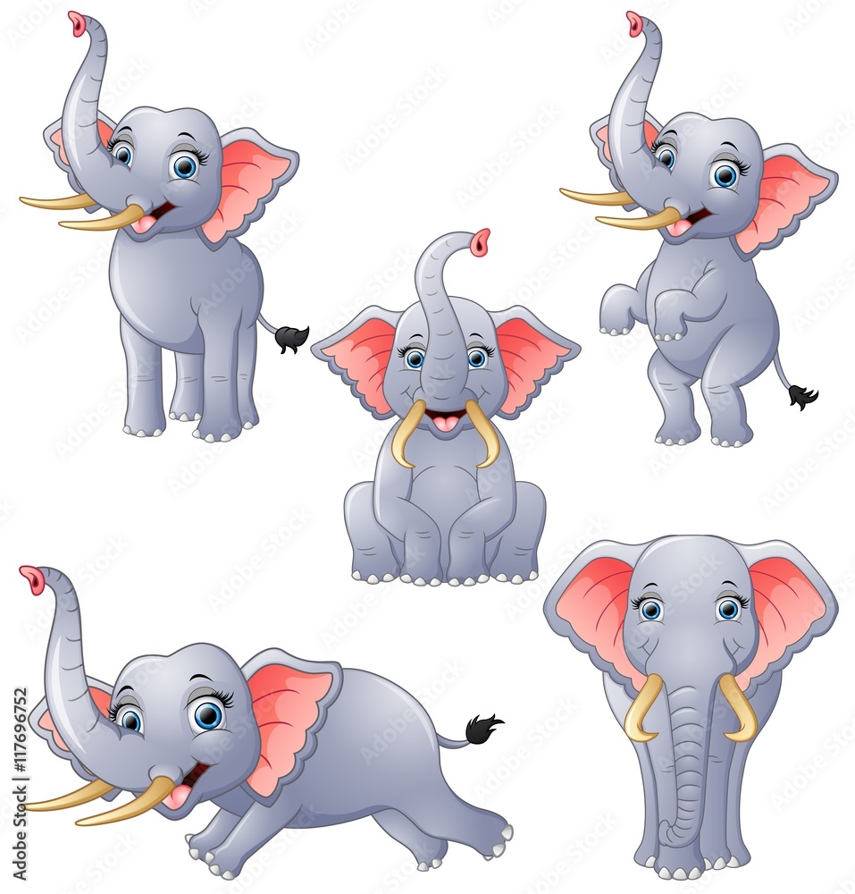 Fototapeta premium Elephant cartoon set collection
