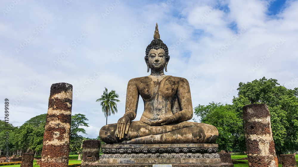 Old Big Buddha statue in the public temple, Thailand Old Big Buddha statue in the public temple, Thailand