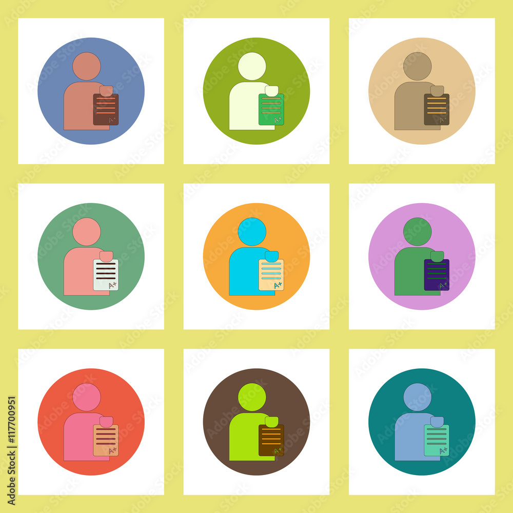 flat icons set of back to school concept on colorful circles schoolboy with report card flat icons set of back to school concept on colorful circles schoolboy with report card