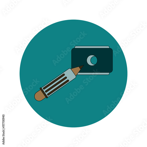 Back to School and Education Vector Flat Design pencil and sharpener