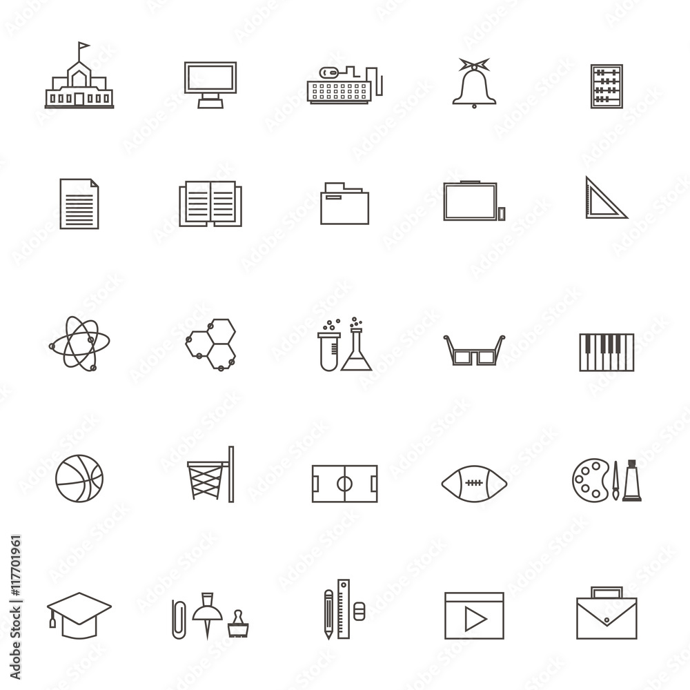 vector School education icon collection  on white background