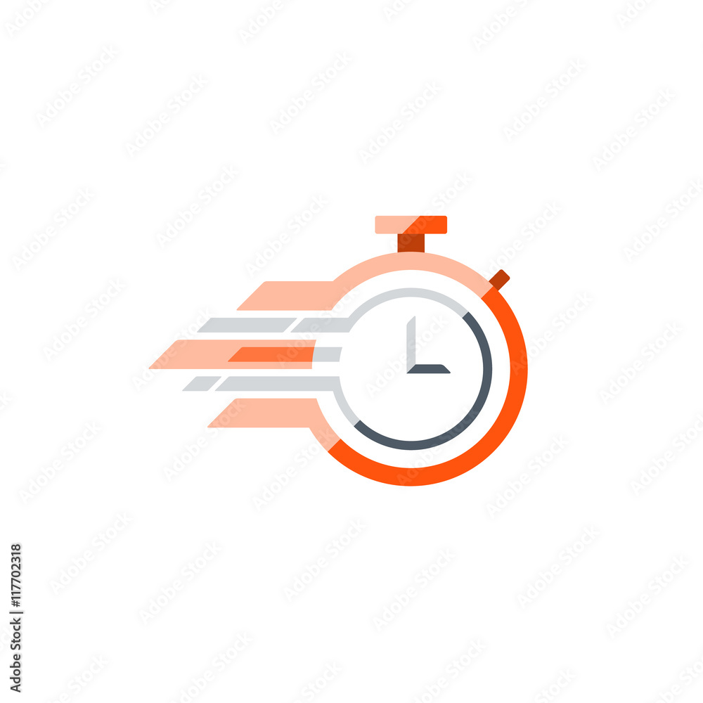 Fast time concept, rush hour logo, training session icon. Flat design illustration Fast time concept, rush hour logo, training session icon. Flat design illustration