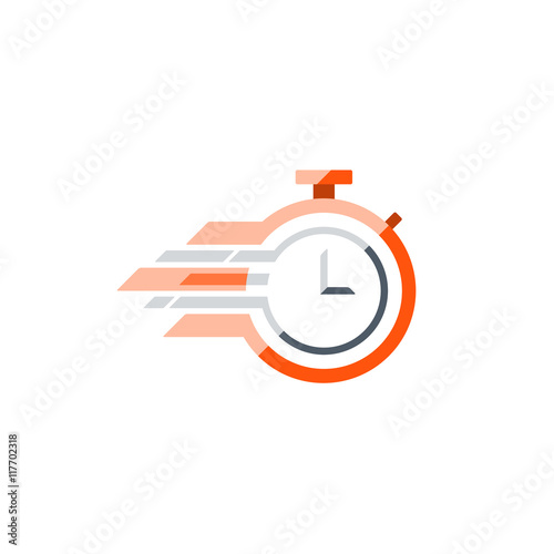 Fast time concept, rush hour logo, training session icon. Flat design illustration