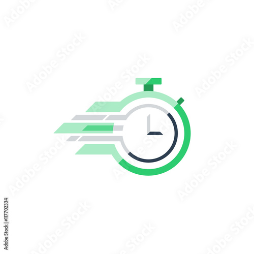Fast time concept, rush hour logo, training session icon. Flat design illustration