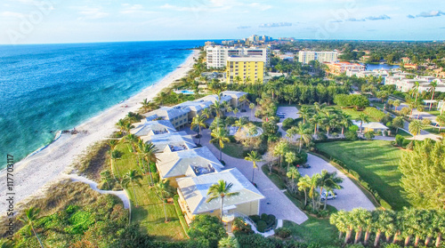 Naples, Florida. Aerial view of city skyline and coast