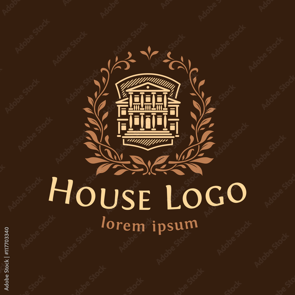Logo emblem with the house. Logo emblem with the house.