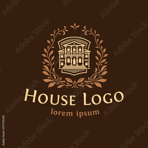 Logo emblem with the house.