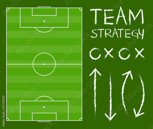 Soccer Field With Team Strategy Chart Vector