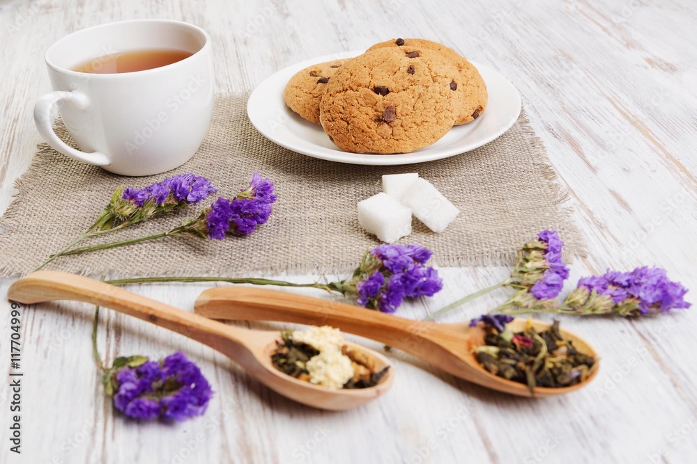 Herbal tea and cookies Herbal tea and cookies