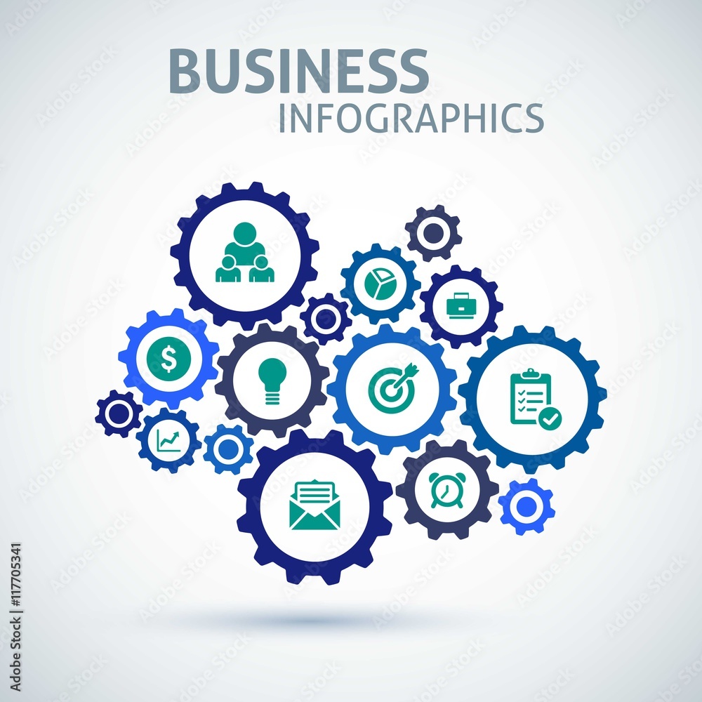 Business infographic with gears Business infographic with gears
