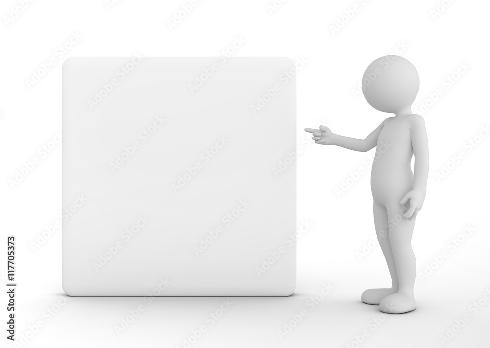 Toon man pointing at a blank banner, billboard, your advertisement. Toon man pointing at a blank banner, billboard, your advertisement.