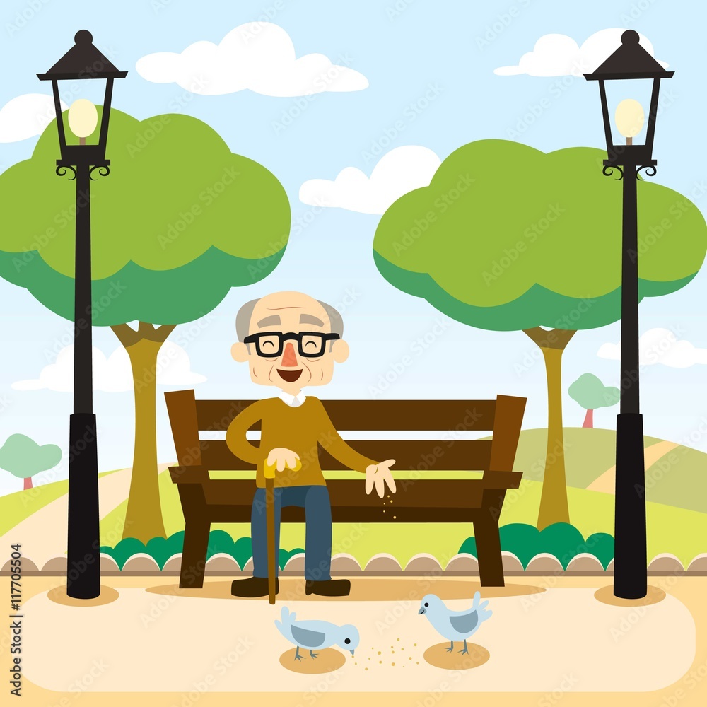 Grandfather sitting on a bench Grandfather sitting on a bench