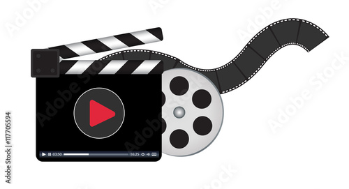 clapperboard with video streaming logo