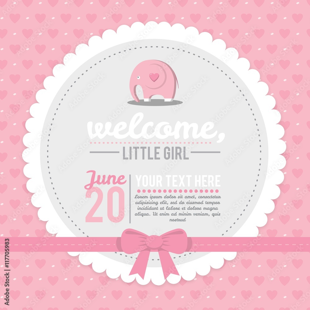 Pink baby shower card Pink baby shower card