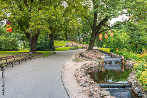 Summer in central public park of Riga, Latvia
