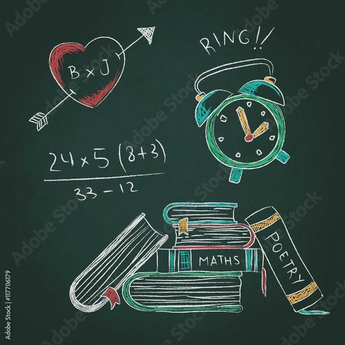 Sketchy drawings on blackboard