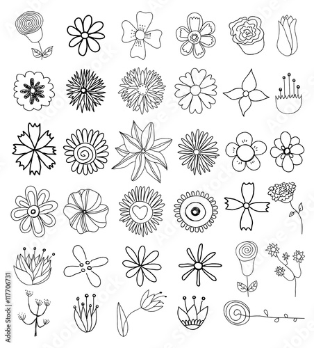 Set of flower doodles