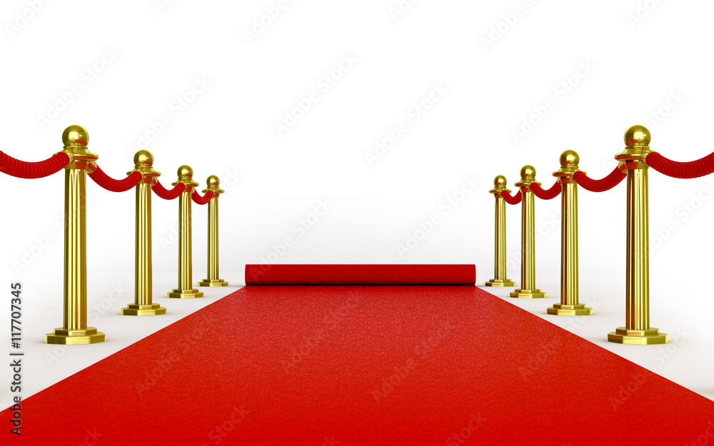 Naklejka premium Red carpet rolling into distance