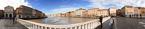 PISA, ITALY - FEBRUARY 2014: Arno river after massive rain preci