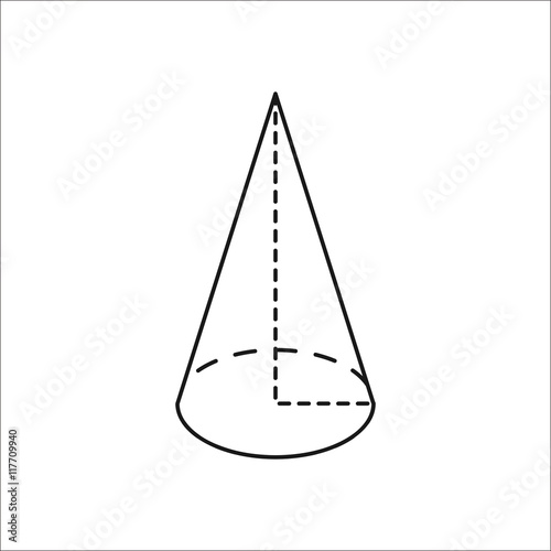 Geometry cone draw symbol simple icon on background