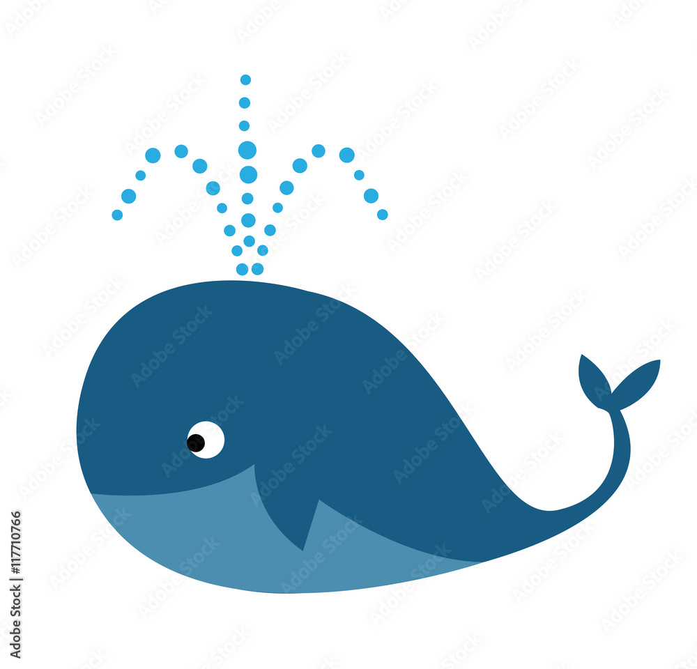Fototapeta premium Illustration of cute cartoon whale