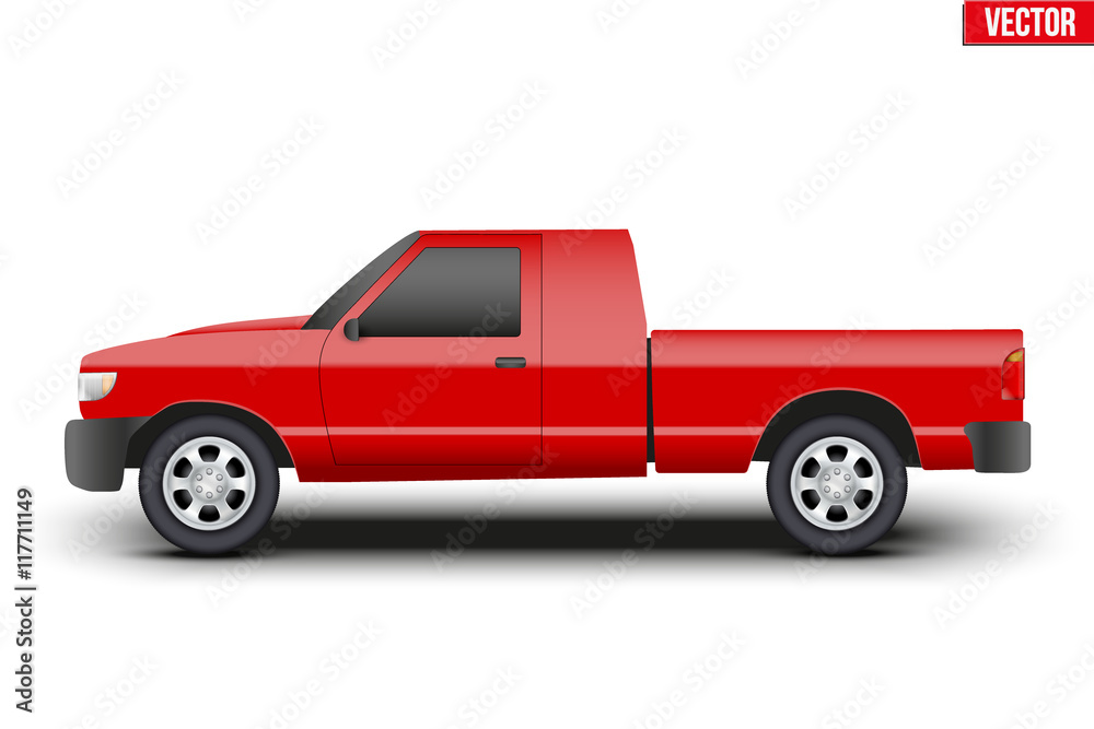 Original classic red Pickup truck vector illustration