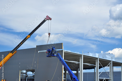 Cranes building new construction development