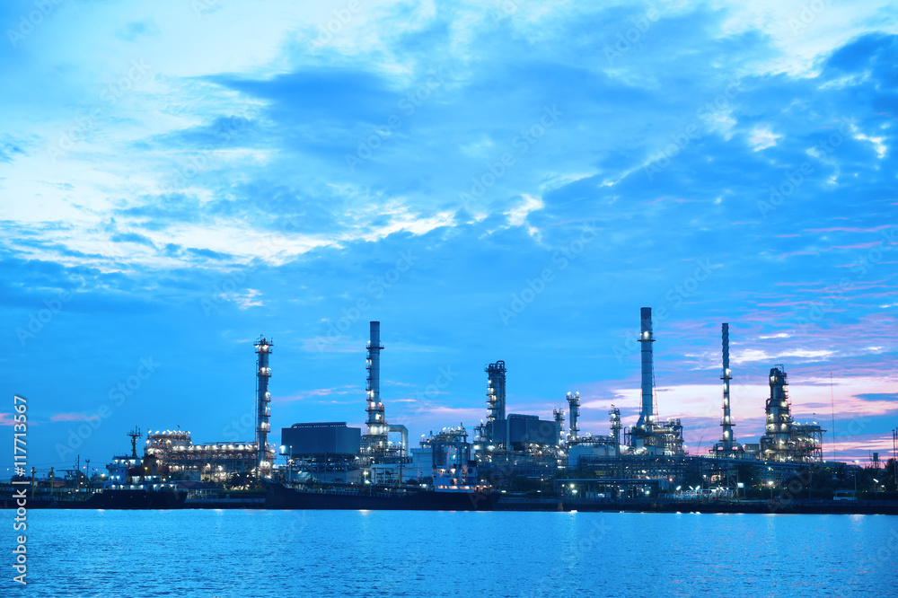 Oil refinery industry in twilight time, Thailand