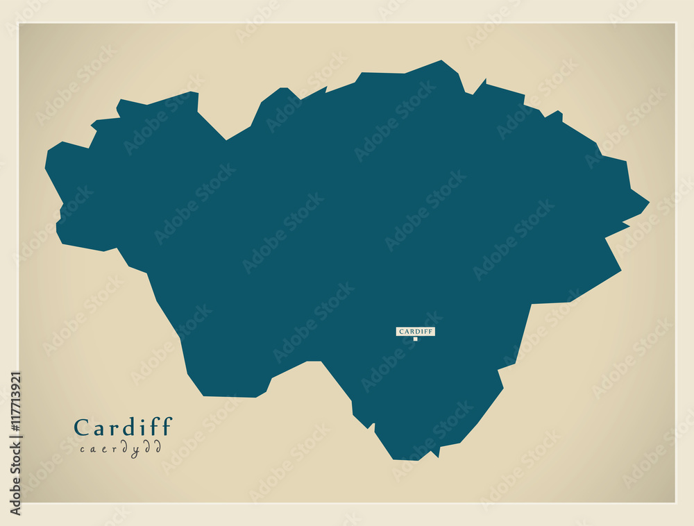 Modern Map - Cardiff Wales UK