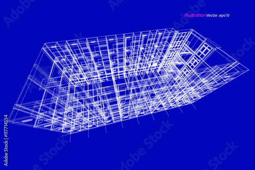 architecture abstract, 3d illustration, Top view building structure, floor plan vector