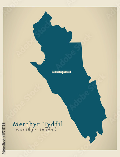 Modern Map - Merthyr Tydfil Wales UK photo