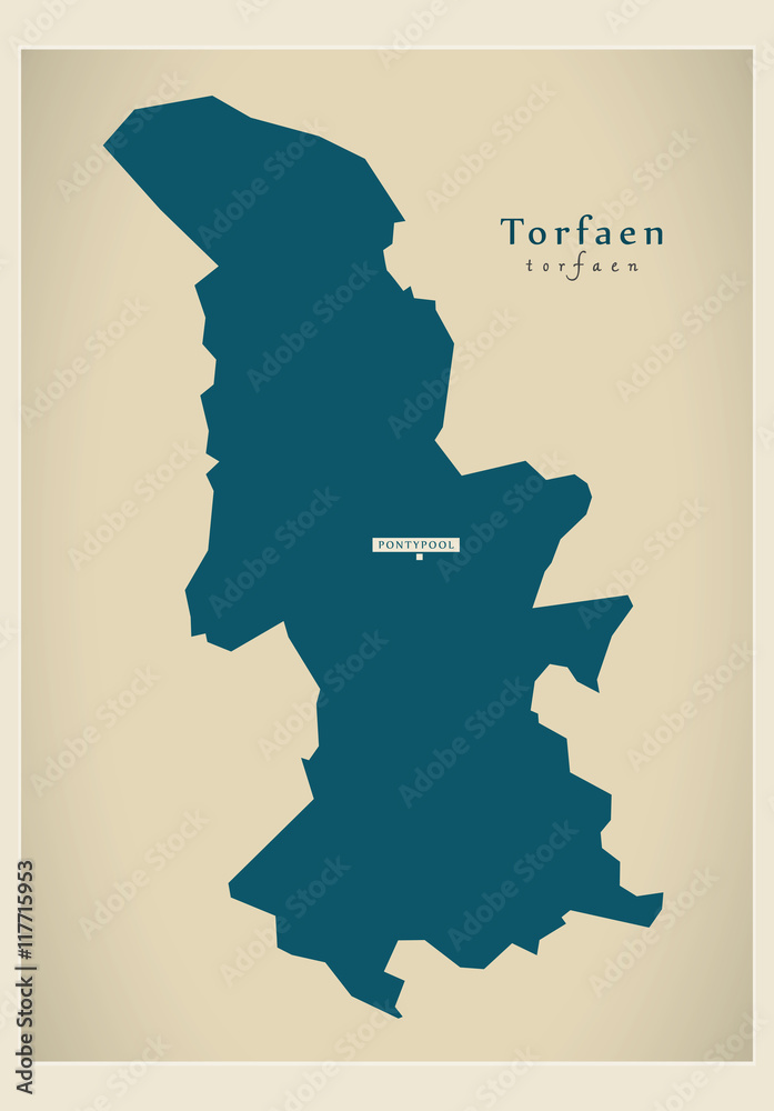 Modern Map - Torfaen Wales UK