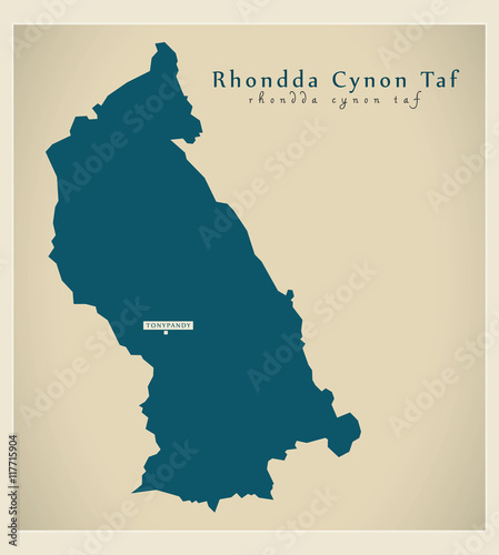 Modern Map - Rhondda Cynon Taf Wales UK photo