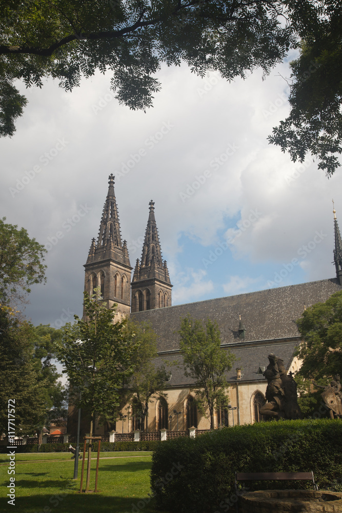 neo Gothic Basilica of St Peter and St Paul in Vysehrad fortress in Prague
