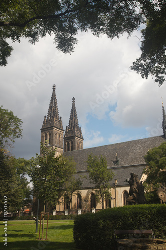 neo Gothic Basilica of St Peter and St Paul in Vysehrad fortress in Prague 