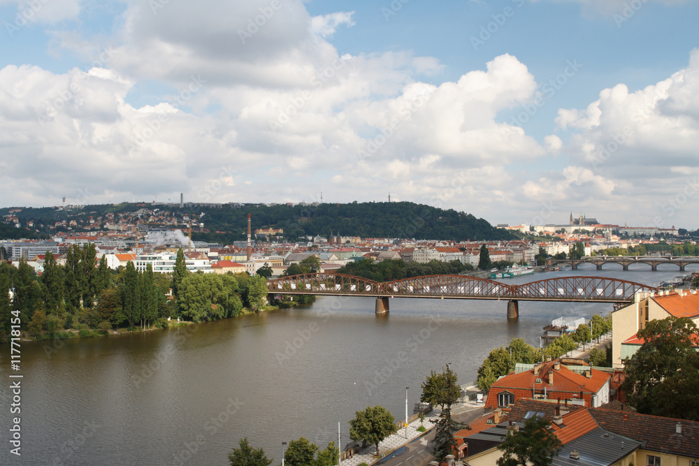 Obraz premium Vysehrad railway bridge View. Prague 
