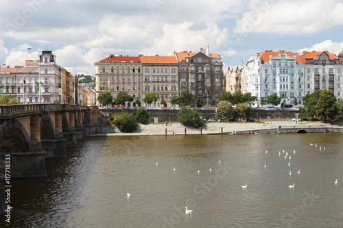view of the city of Prague. Palacky Bridge and the Embankment
 photo