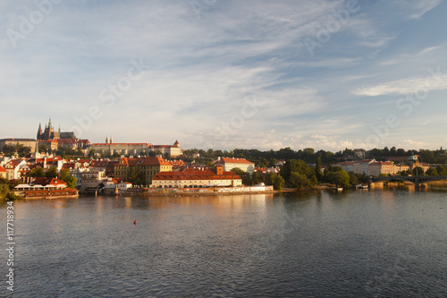 Early morning. View of Prague Castle from the River Vlata 