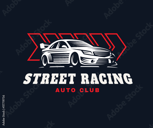 Sport car illustration on dark background.