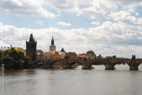 Famous Charles Bridge and tower, Prague, Czech 