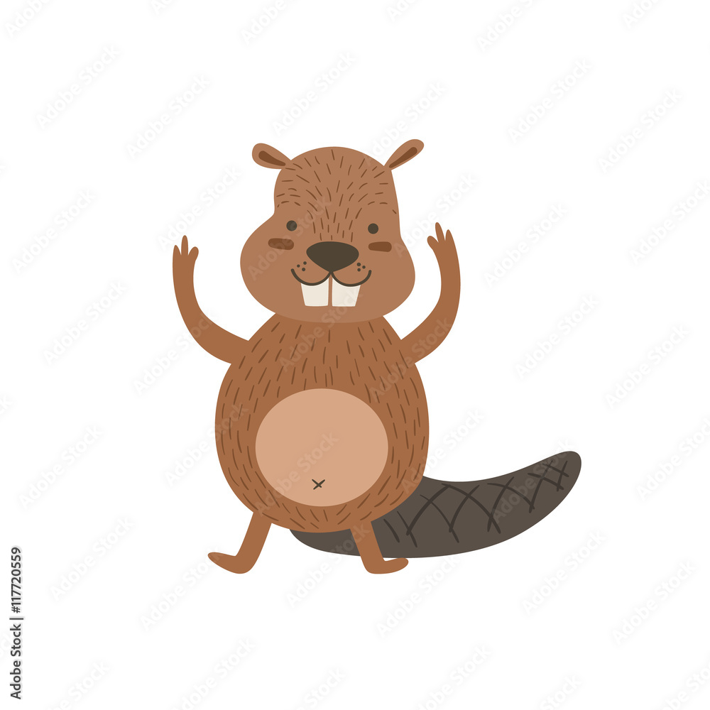Obraz premium Humanized Beaver Greeting