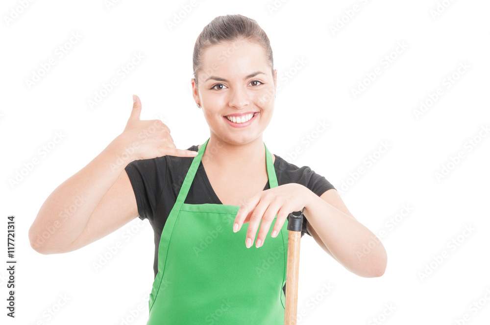 Cleaning services concept with beautiful young girl Cleaning services concept with beautiful young girl