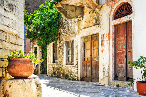 charming narrow streets of traditional greek villages - Naxos island