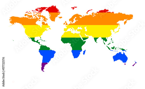 colorful  rainbow gay map of the world
