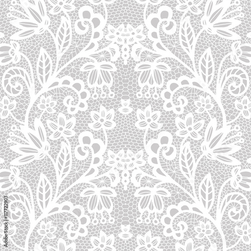 Lace seamless pattern with flowers © comotomo