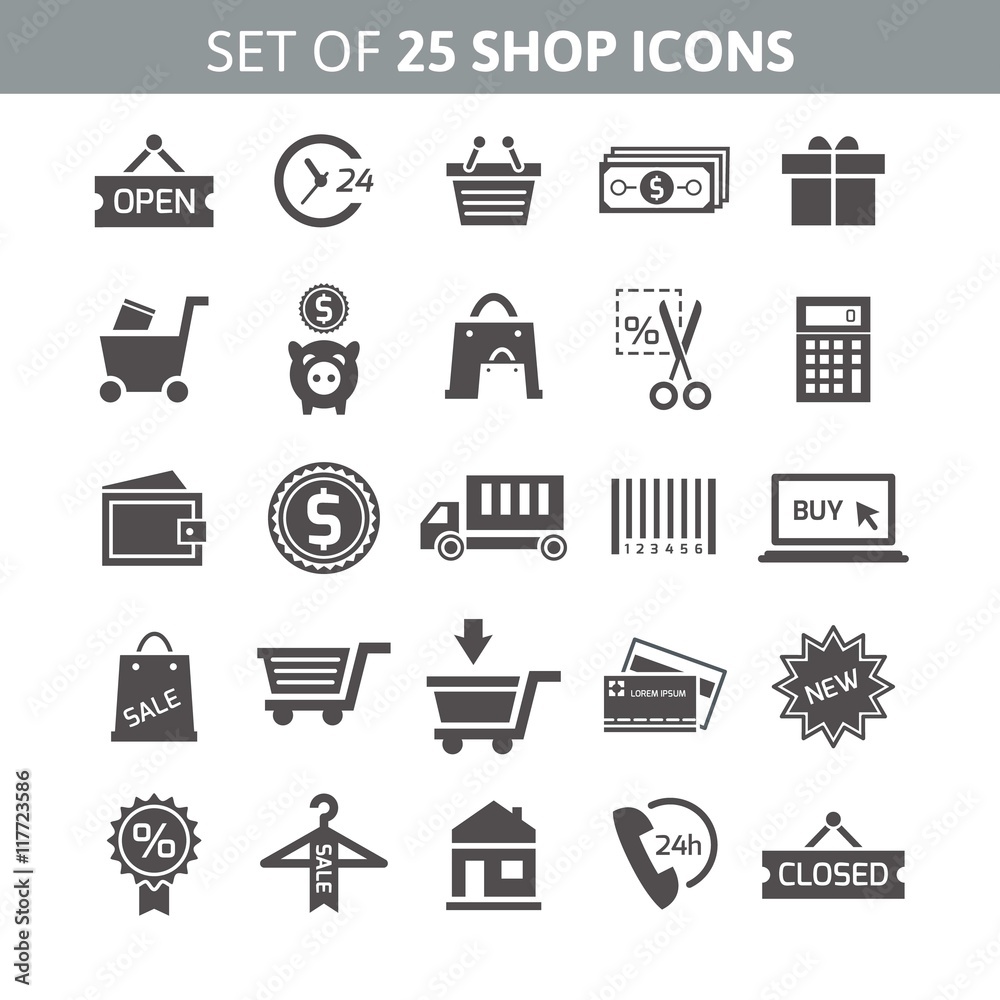 Set of 25 shop icons