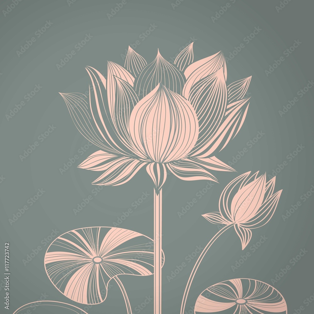 Abstract lotus flower - obrazy, fototapety, plakaty 
