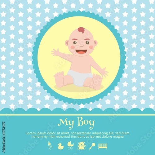 Baby shower card with a baby illustration