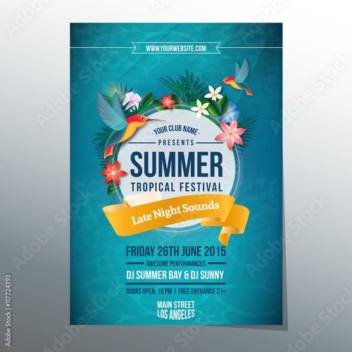 Summer tropical festival poster photo